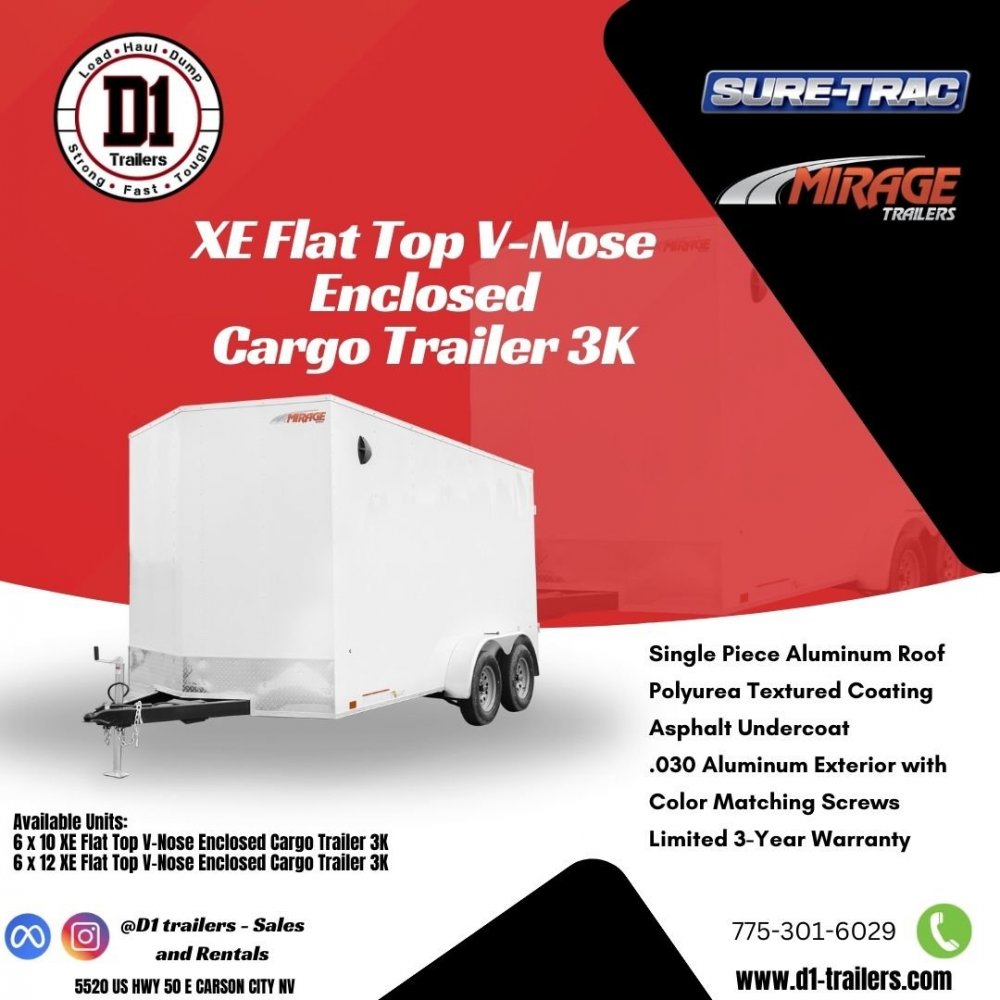 6x10 Mirage XE - Flat Top V-Nose Enclosed Cargo Trailer