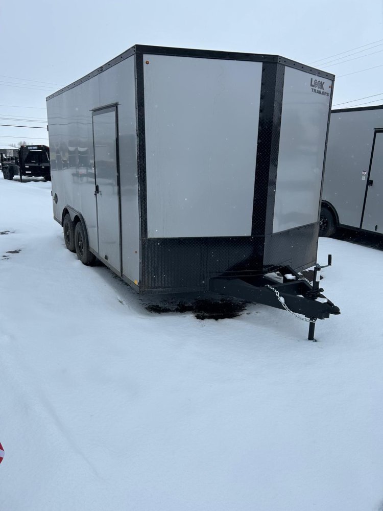 8.5x16 ST DLX Flat Top V-Nose Enclosed Trailer - 10K GVWR - Silver/Black | Carson City, NV