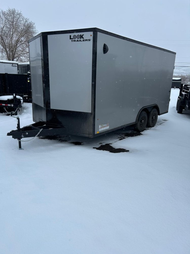 8.5x16 ST DLX Flat Top V-Nose Enclosed Trailer - 10K GVWR - Silver/Black | Carson City, NV