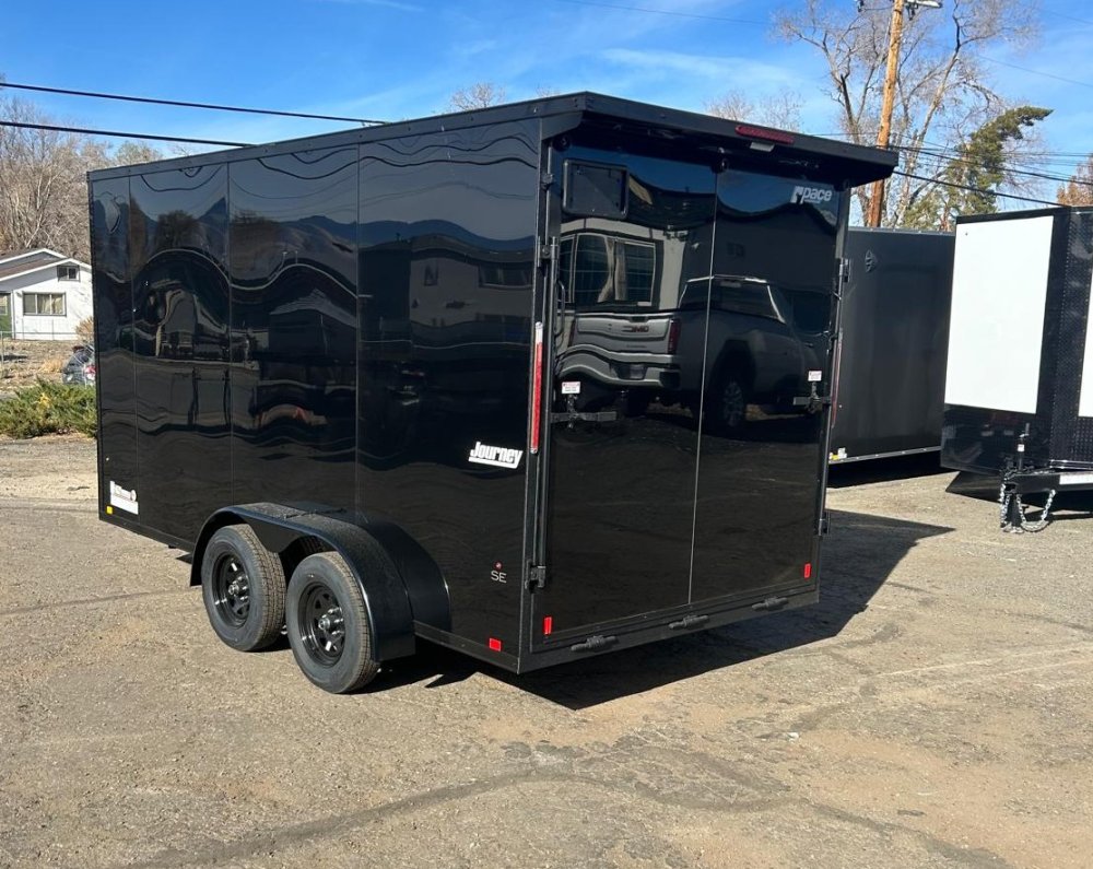 7x14 Journey SE Flat Top Sloped V-Nose Enclosed Cargo Trailer - Black | D1 Trailers Carson City, NV