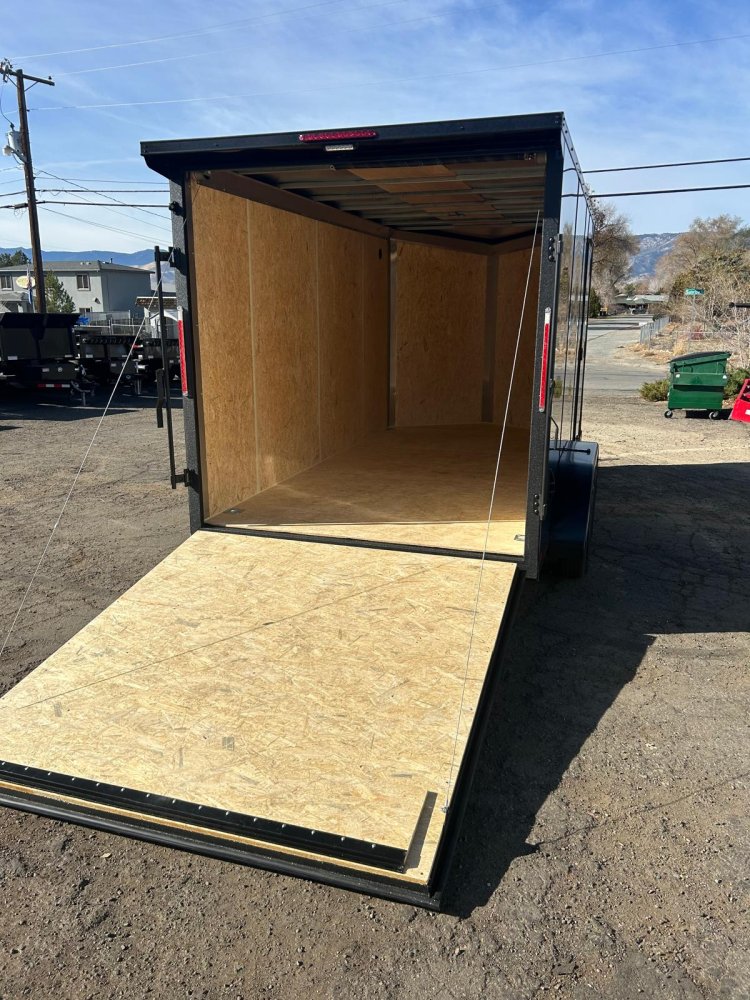 7x14 Journey SE Flat Top Sloped V-Nose Enclosed Cargo Trailer - Black | D1 Trailers Carson City, NV