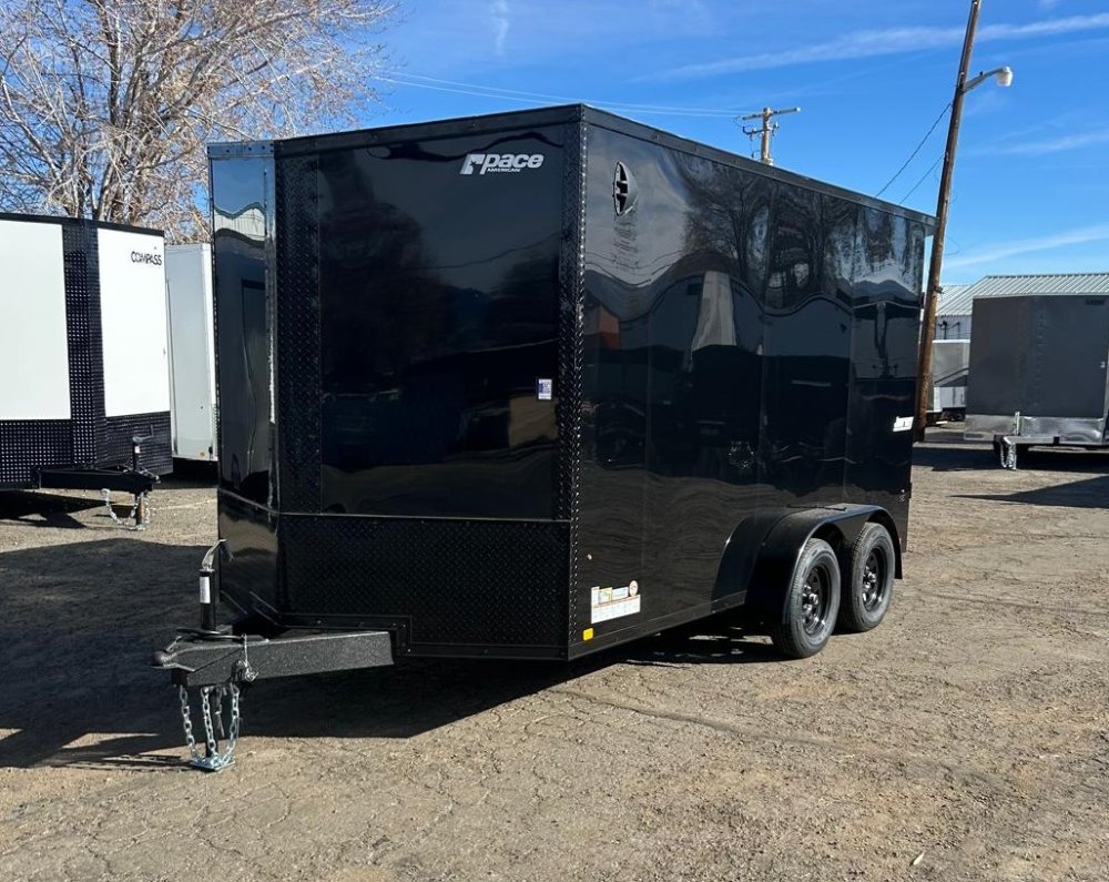 7x14 Journey SE Flat Top Sloped V-Nose Enclosed Cargo Trailer - Black | D1 Trailers Carson City, NV
