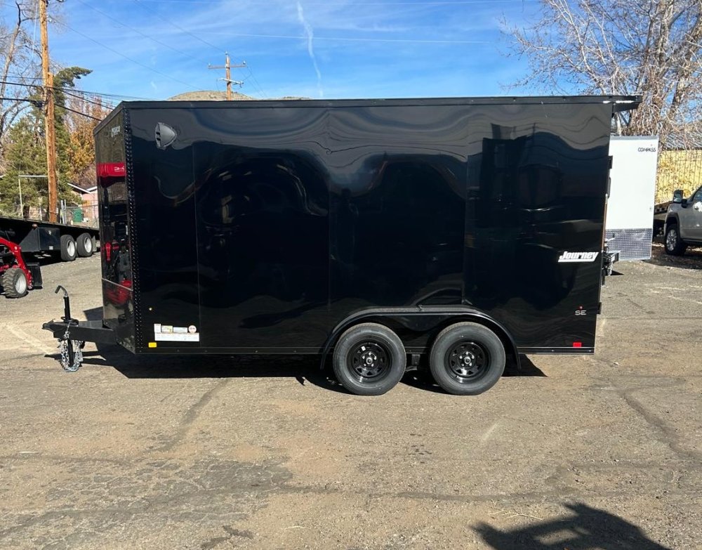7x14 Journey SE Flat Top Sloped V-Nose Enclosed Cargo Trailer - Black | D1 Trailers Carson City, NV