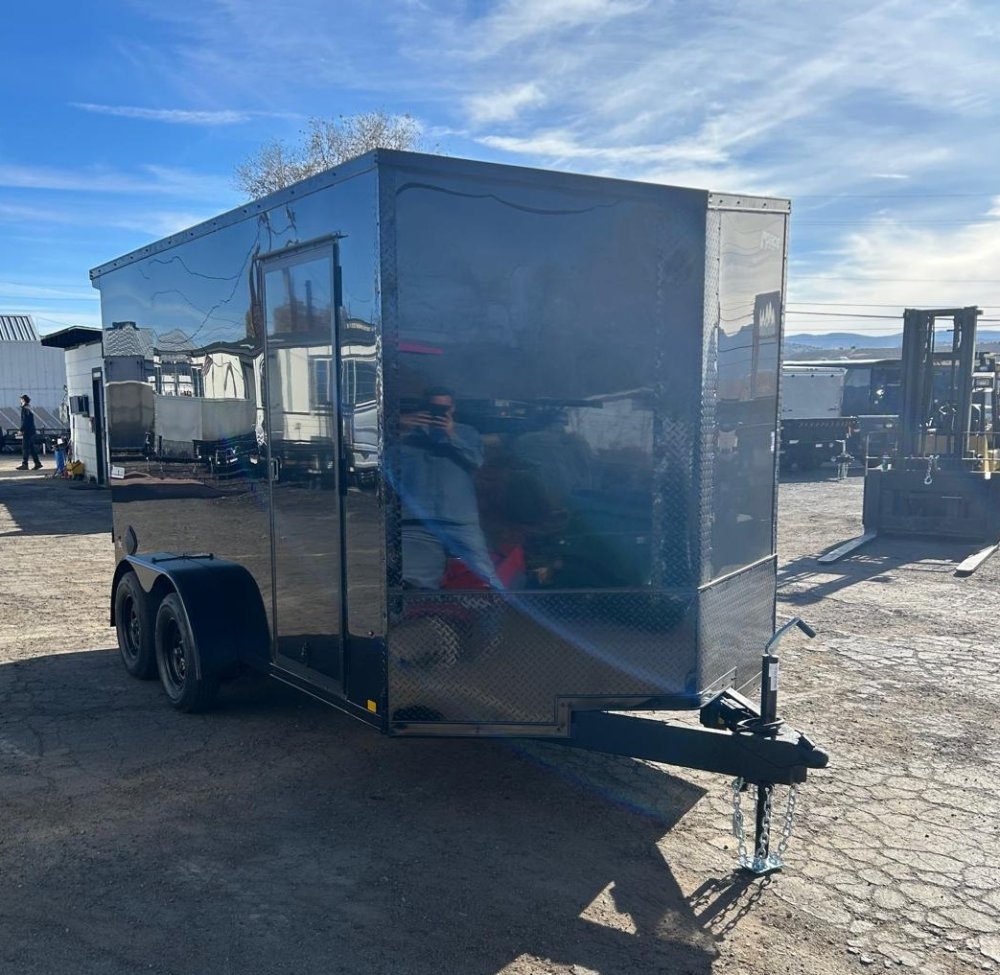 7x14 Journey SE Flat Top Sloped V-Nose Enclosed Cargo Trailer - Black | D1 Trailers Carson City, NV