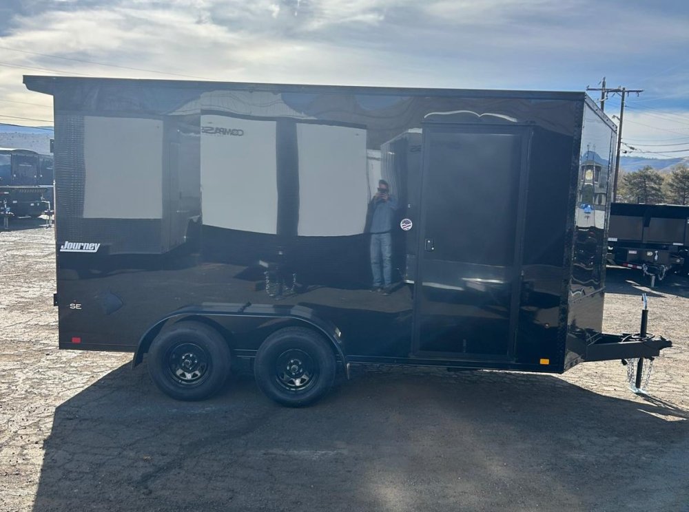 7x14 Journey SE Flat Top Sloped V-Nose Enclosed Cargo Trailer - Black | D1 Trailers Carson City, NV