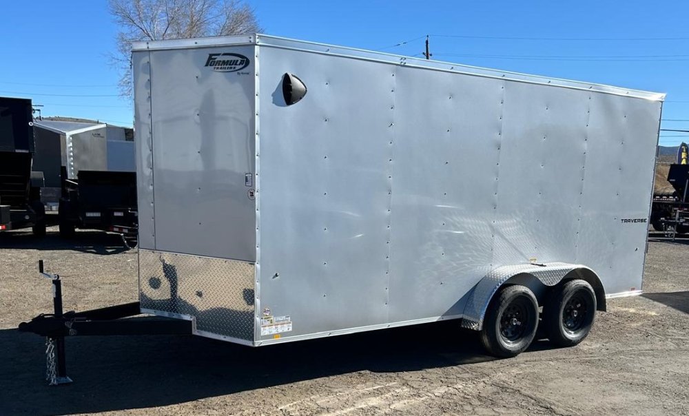 7x16 Traverse Flat Top V-Nose Enclosed Trailer - White | 7K GVWR | Carson City, NV