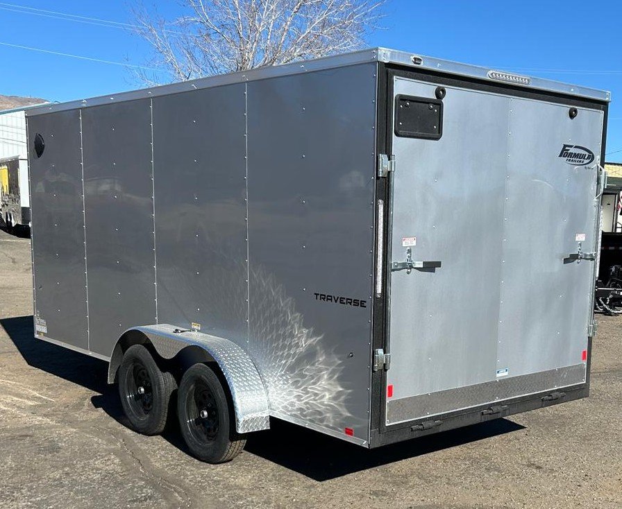7x16 Traverse Flat Top V-Nose Enclosed Trailer - White | 7K GVWR | Carson City, NV