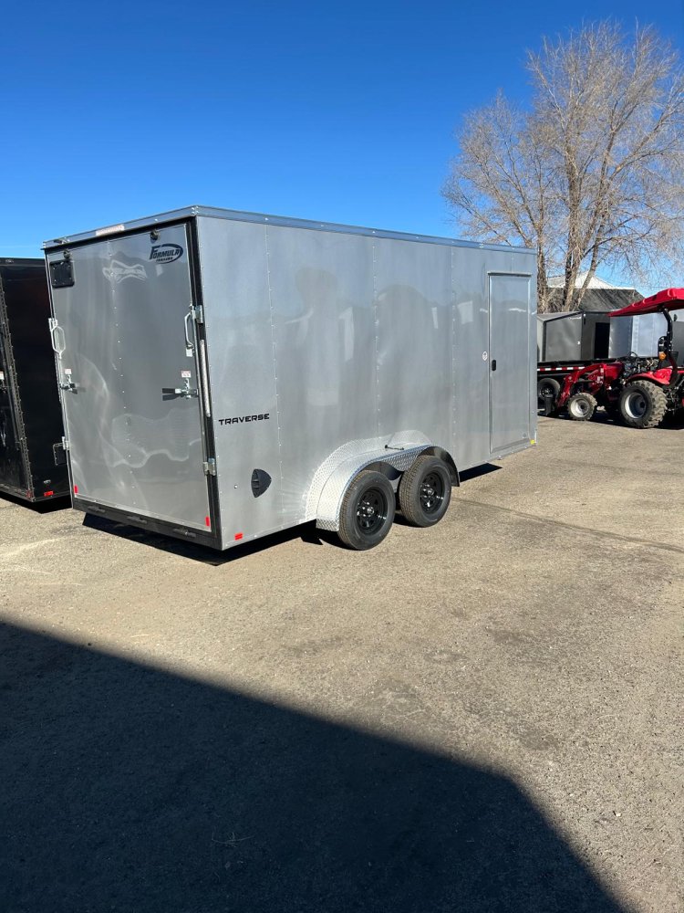7x16 Traverse Flat Top V-Nose Enclosed Trailer - White | 7K GVWR | Carson City, NV