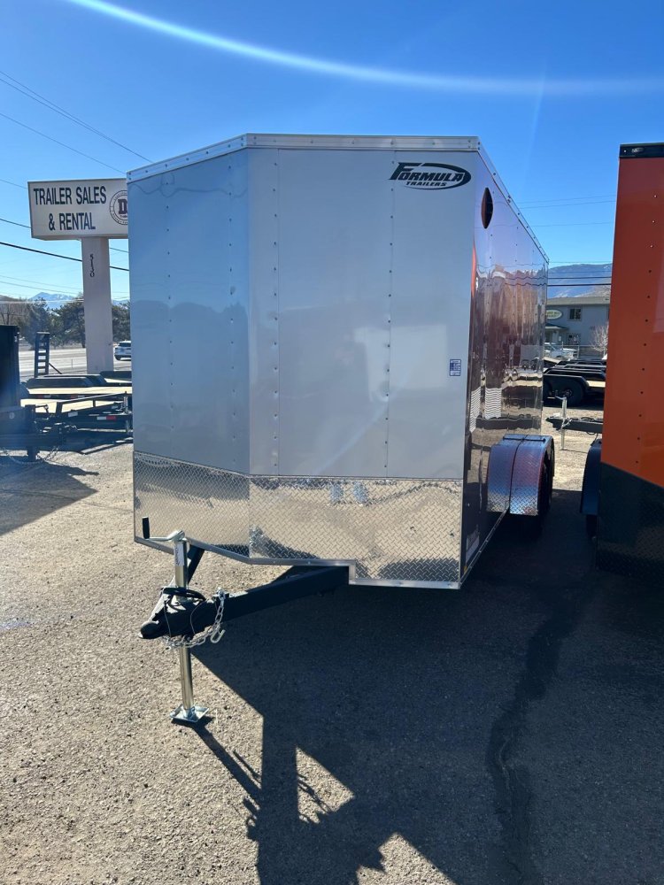7x16 Traverse Flat Top V-Nose Enclosed Trailer - White | 7K GVWR | Carson City, NV