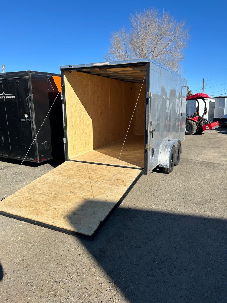 7x16 Traverse Flat Top V-Nose Enclosed Trailer - White | 7K GVWR | Carson City, NV