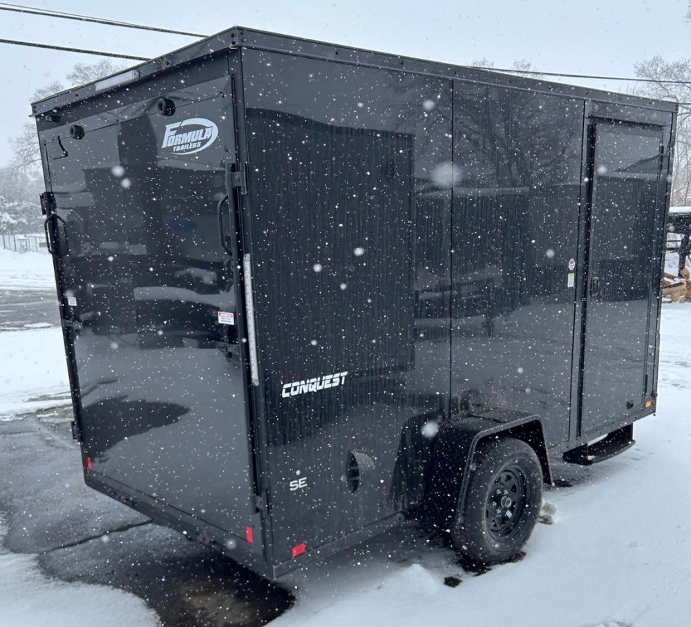 6x12 Conquest SE Flat Top Sloped V-Nose Enclosed Trailer - Black | Carson City, NV
