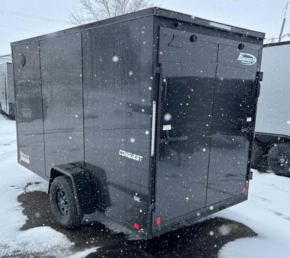 6x12 Conquest SE Flat Top Sloped V-Nose Enclosed Trailer - Black | Carson City, NV