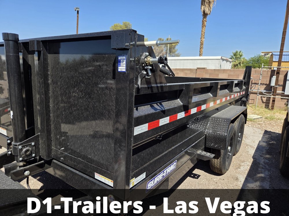 7x14 Sure-Trac HD Low Profile Dump Trailer - 14K GVWR | Scissor Lift | Black Finish