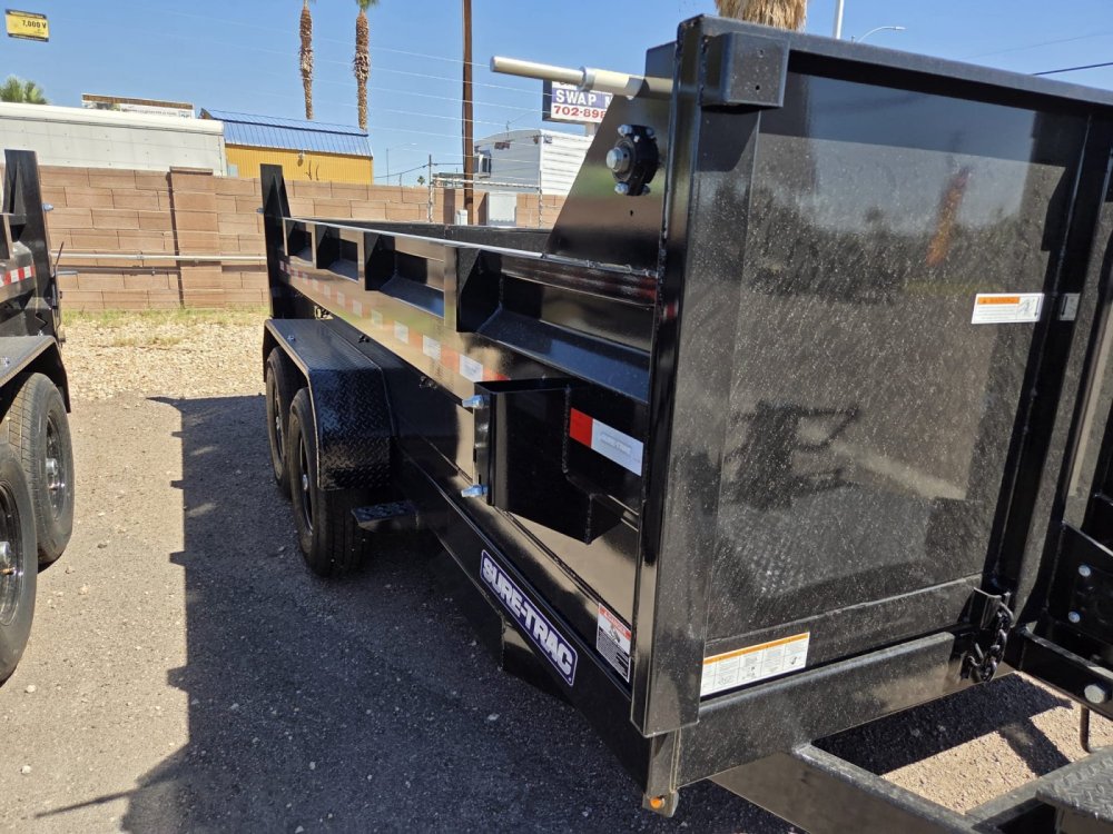 7x14 Sure-Trac HD Low Profile Dump Trailer - 14K GVWR | Scissor Lift | Black Finish