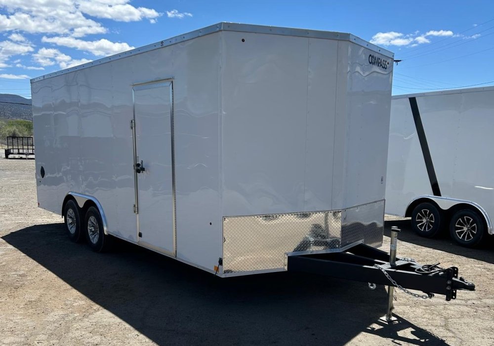 8.5x20 Indigo DLX Flat Top V-Nose Enclosed Car Hauler - White | Carson City, NV
