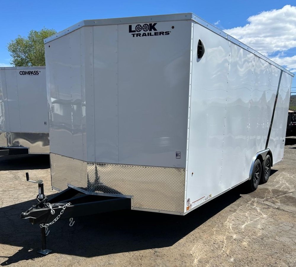 8.5x20 ST DLX Flat Top V-Nose Enclosed Car Hauler Custom Upgraded - White | Carson City, NV