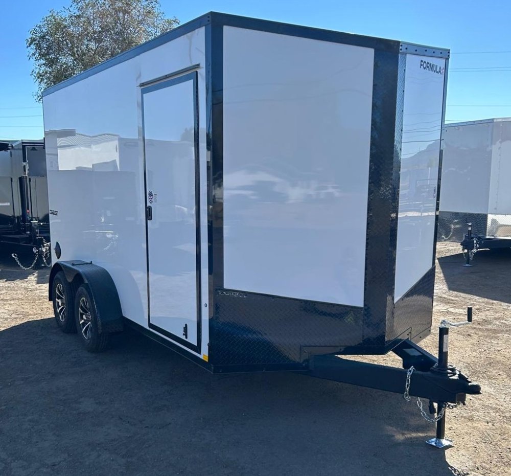 Formula Conquest 7x14 7K Tandem Axle Enclosed Trailer - White Composite with Blackout Trim