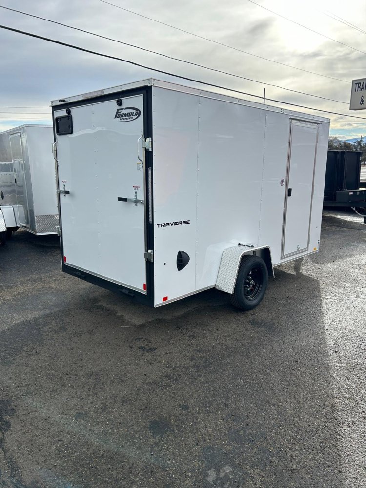6x12 Formula Traverse Flat Top V-Nose Enclosed Trailer - 3K GVWR - White | Carson City, NV