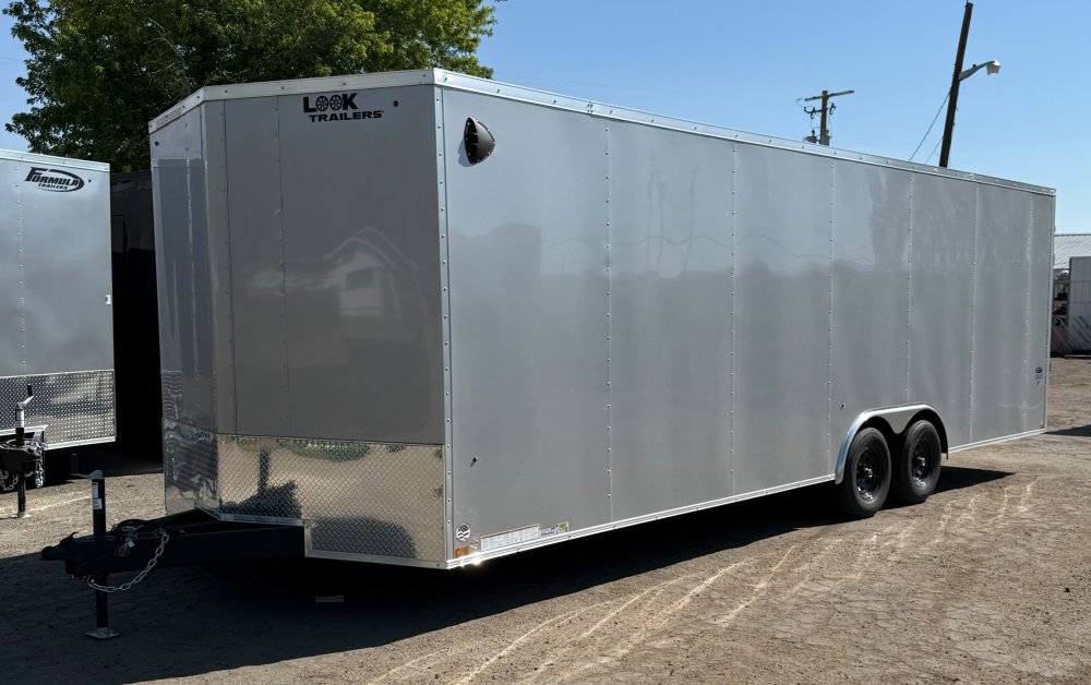 LOOK 8.5 x 26 ST DLX Flat Top V-Nose Enclosed Car Hauler - Silver