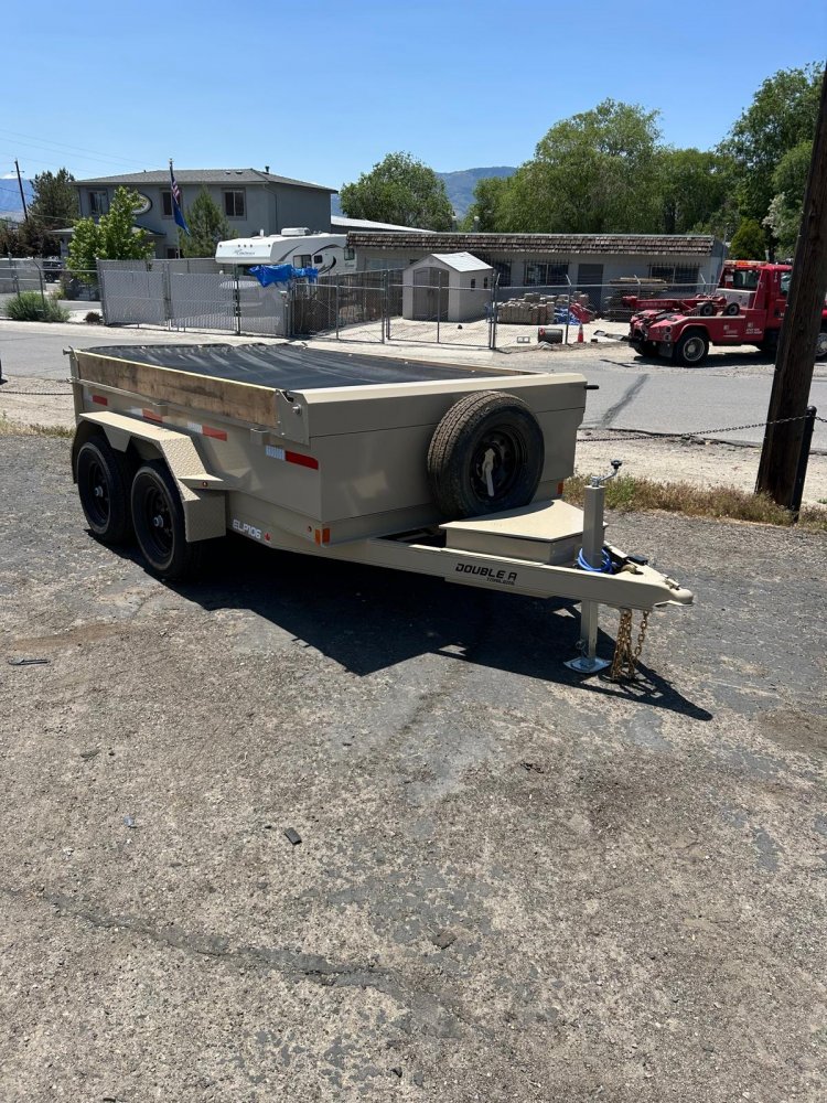 6x10 Double A Low Profile Dump Trailer - 10K GVWR (Sand Dune Tan)