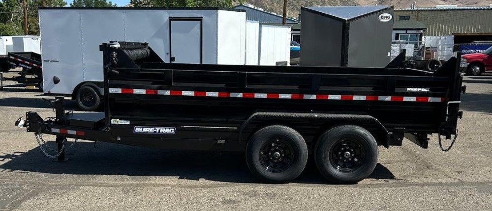 7x14 Sure-Trac HD Low Profile Dump Trailer - 14K GVWR | Telescopic Hoist