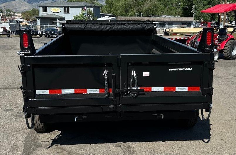 7x14 Sure-Trac HD Low Profile Dump Trailer - 14K GVWR | Telescopic Hoist