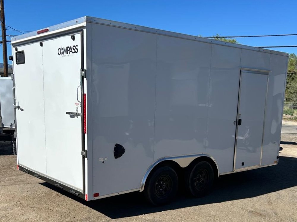8.5x16 Indigo DLX Flat Top V-Nose Enclosed Car Hauler for Sale Upgraded Wallposts| Carson City, NV
