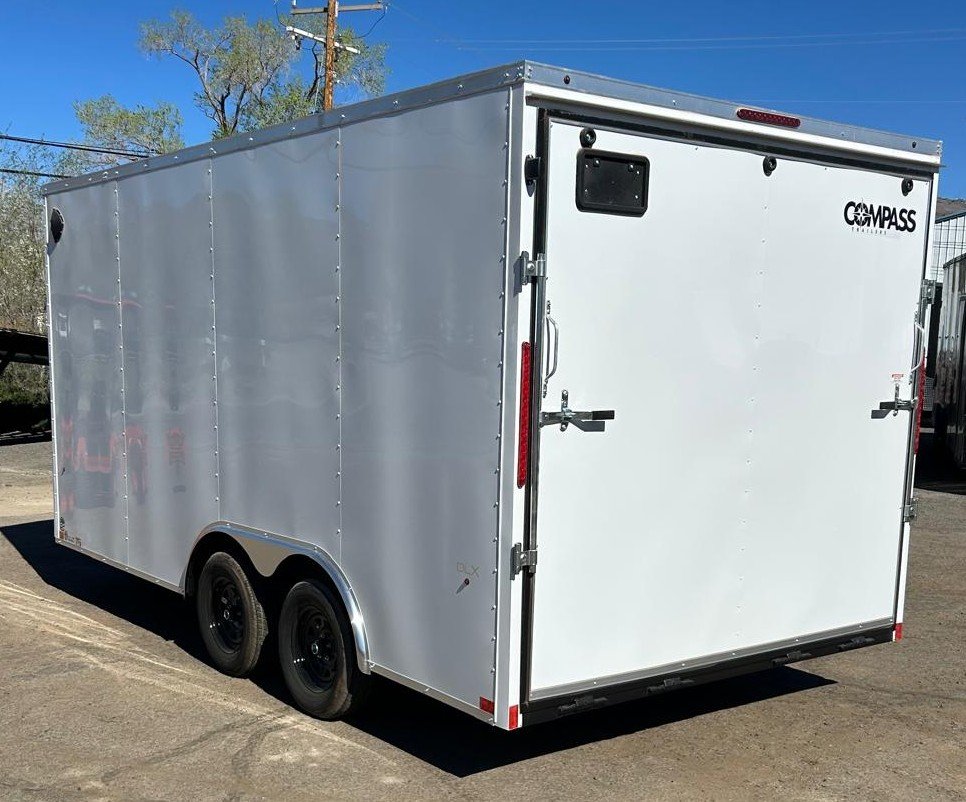 8.5x16 Indigo DLX Flat Top V-Nose Enclosed Car Hauler for Sale Upgraded Wallposts| Carson City, NV