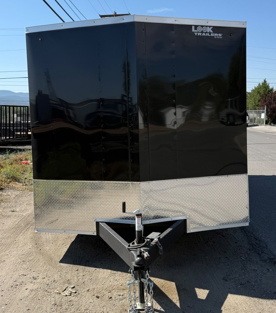 LOOK ST Deluxe Flat Top V-Nose Enclosed Car Hauler - 10K GVWR - Black