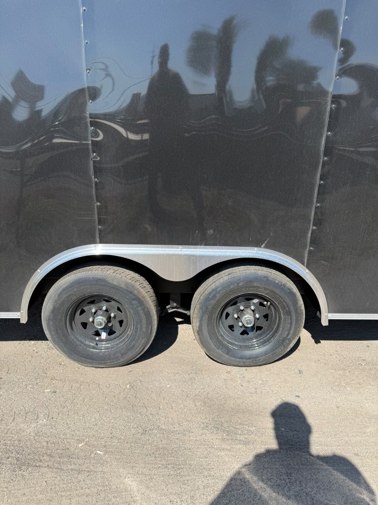 LOOK ST Deluxe Flat Top V-Nose Enclosed Car Hauler - 10K GVWR - Black