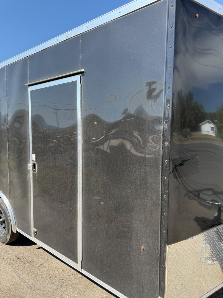 LOOK ST Deluxe Flat Top V-Nose Enclosed Car Hauler - 10K GVWR - Black