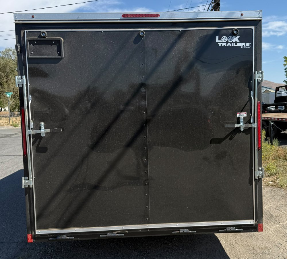LOOK ST Deluxe Flat Top V-Nose Enclosed Car Hauler - 10K GVWR - Black