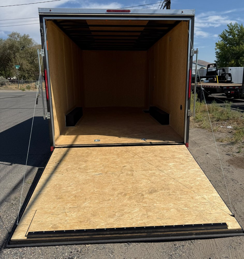 LOOK ST Deluxe Flat Top V-Nose Enclosed Car Hauler - 10K GVWR - Black
