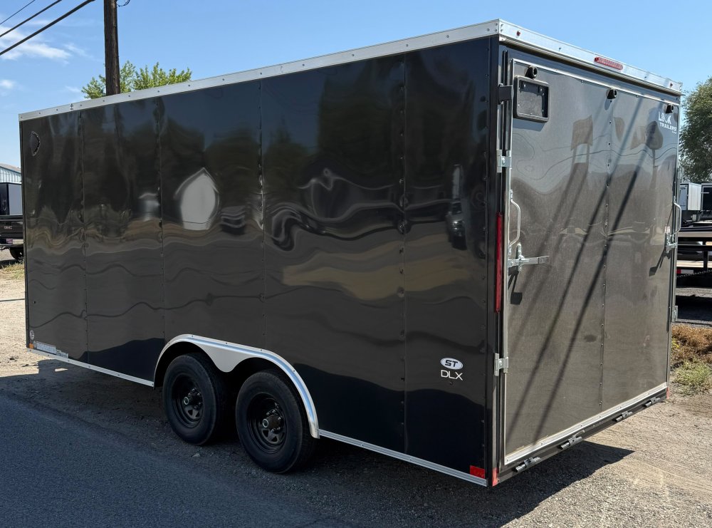 LOOK ST Deluxe Flat Top V-Nose Enclosed Car Hauler - 10K GVWR - Black