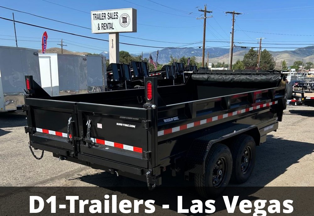 7x14 Sure-Trac HD Low Profile Dump Trailer - 14K GVWR | Telescopic Hoist