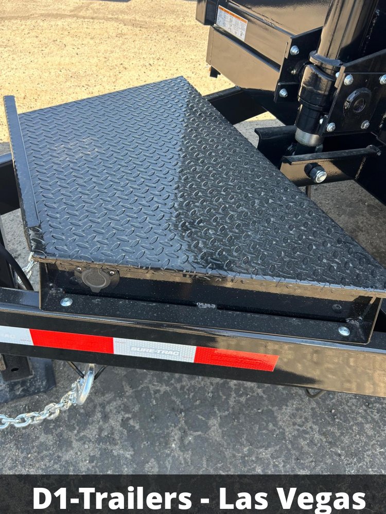 7x14 Sure-Trac HD Low Profile Dump Trailer - 14K GVWR | Telescopic Hoist
