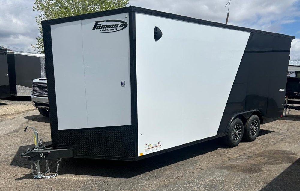 8.5x20 Conquest SE Flat Top Sloped V-Nose Enclosed Car Hauler - 10K GVWR - White/Black | Carson City