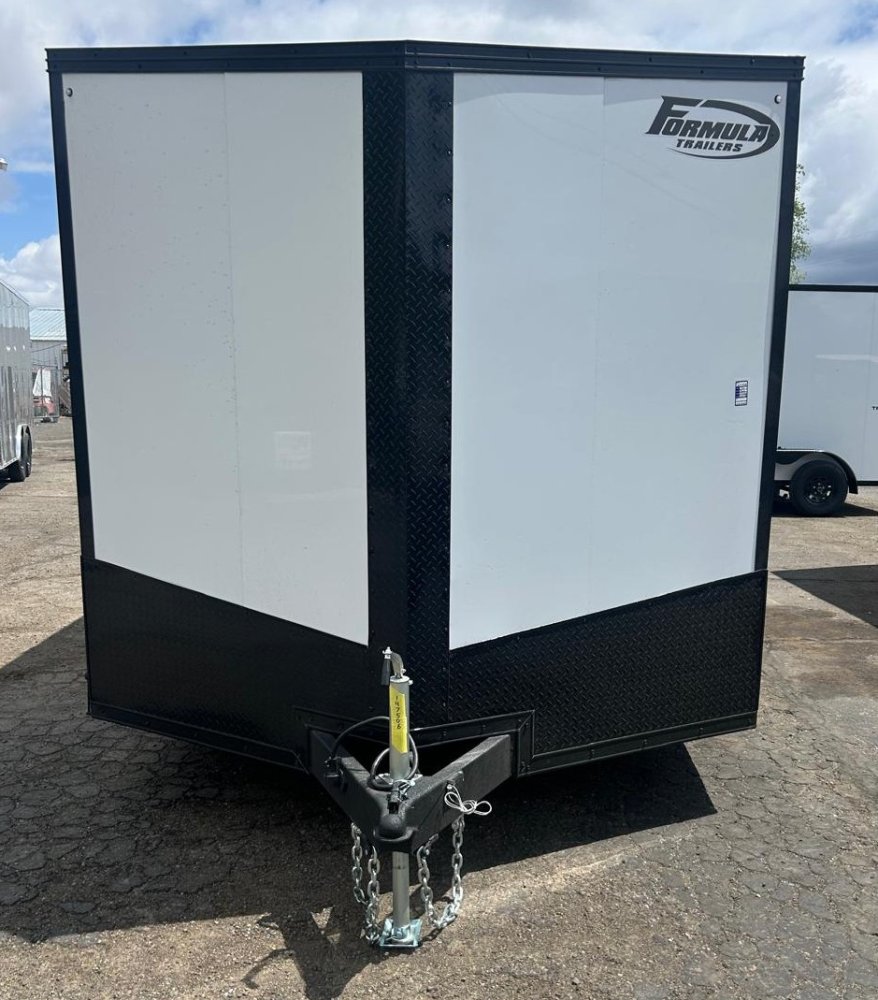 8.5x20 Conquest SE Flat Top Sloped V-Nose Enclosed Car Hauler - 10K GVWR - White/Black | Carson City