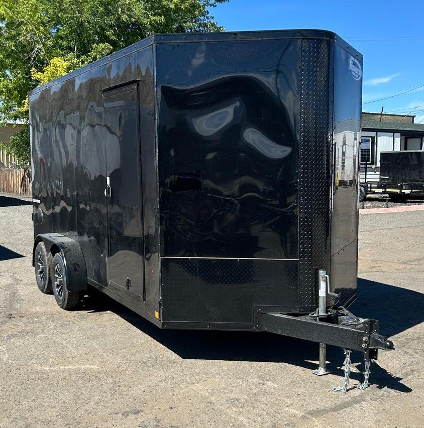7x16 Triumph Flat Top Aero Wedge Enclosed Trailer - 7K GVWR - Black/Black | Carson City, NV
