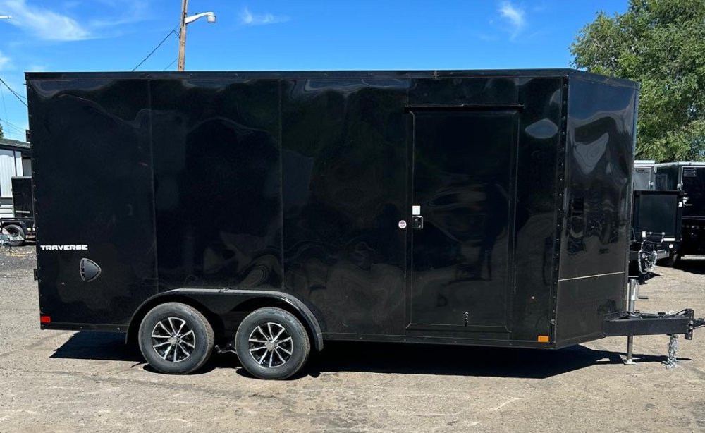 7x16 Triumph Flat Top Aero Wedge Enclosed Trailer - 7K GVWR - Black/Black | Carson City, NV