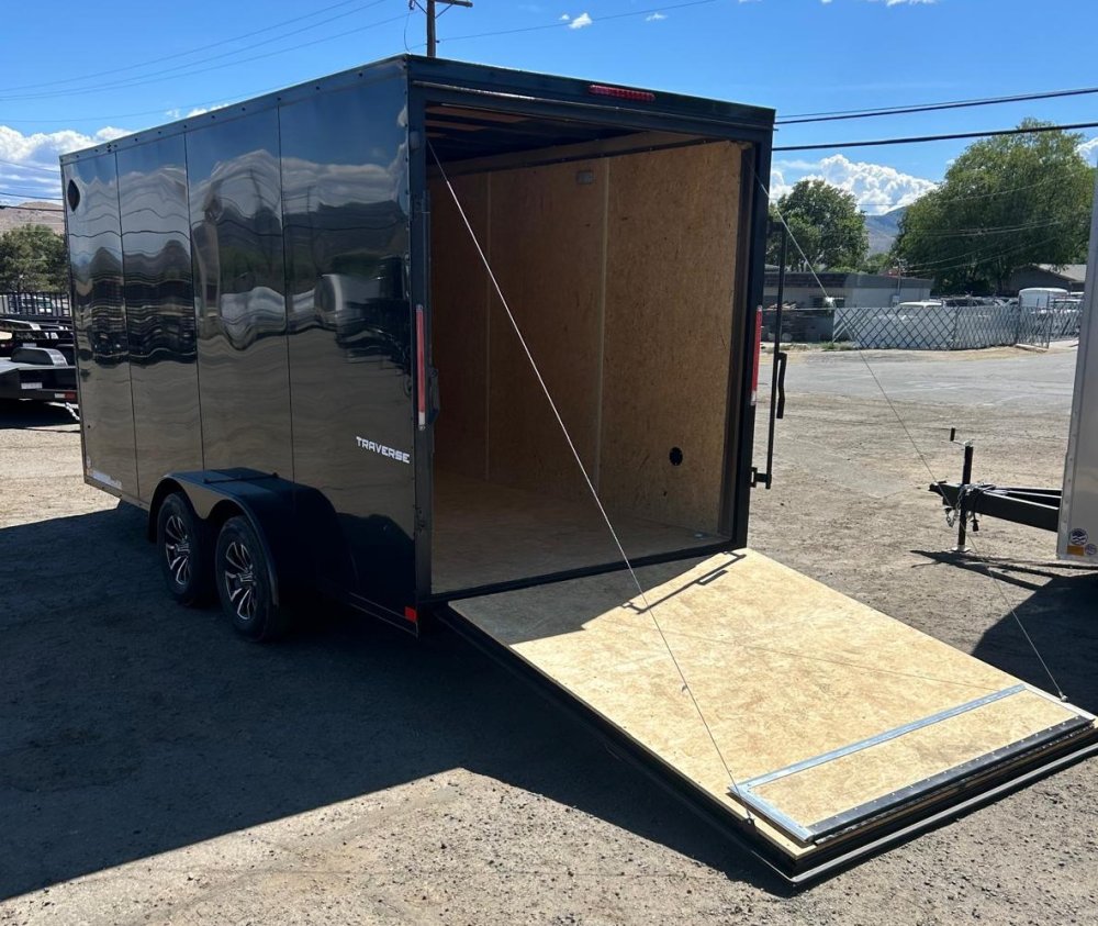 7x16 Triumph Flat Top Aero Wedge Enclosed Trailer - 7K GVWR - Black/Black | Carson City, NV