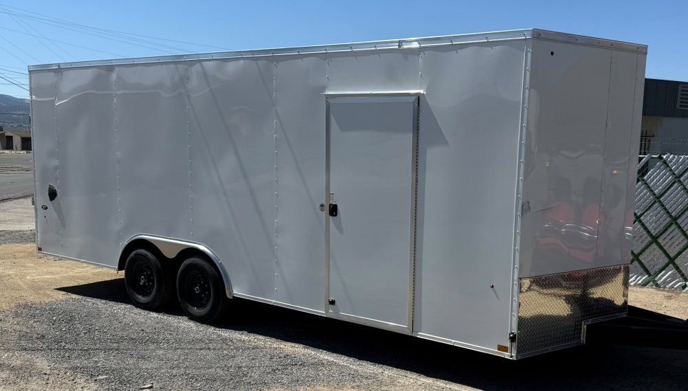 LOOK 8.5 x 22 ST Deluxe Flat Top V-Nose Enclosed Car Hauler - 10K GVWR - White