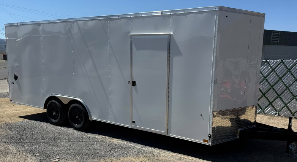 LOOK 8.5 x 22 ST Deluxe Flat Top V-Nose Enclosed Car Hauler - 10K GVWR - White
