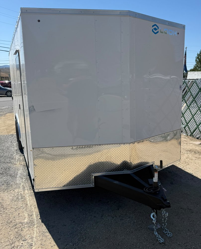 LOOK 8.5 x 22 ST Deluxe Flat Top V-Nose Enclosed Car Hauler - 10K GVWR - White