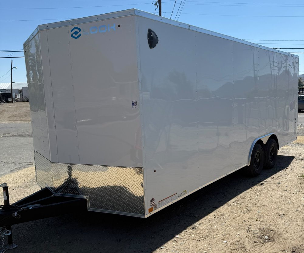 LOOK 8.5 x 22 ST Deluxe Flat Top V-Nose Enclosed Car Hauler - 10K GVWR - White