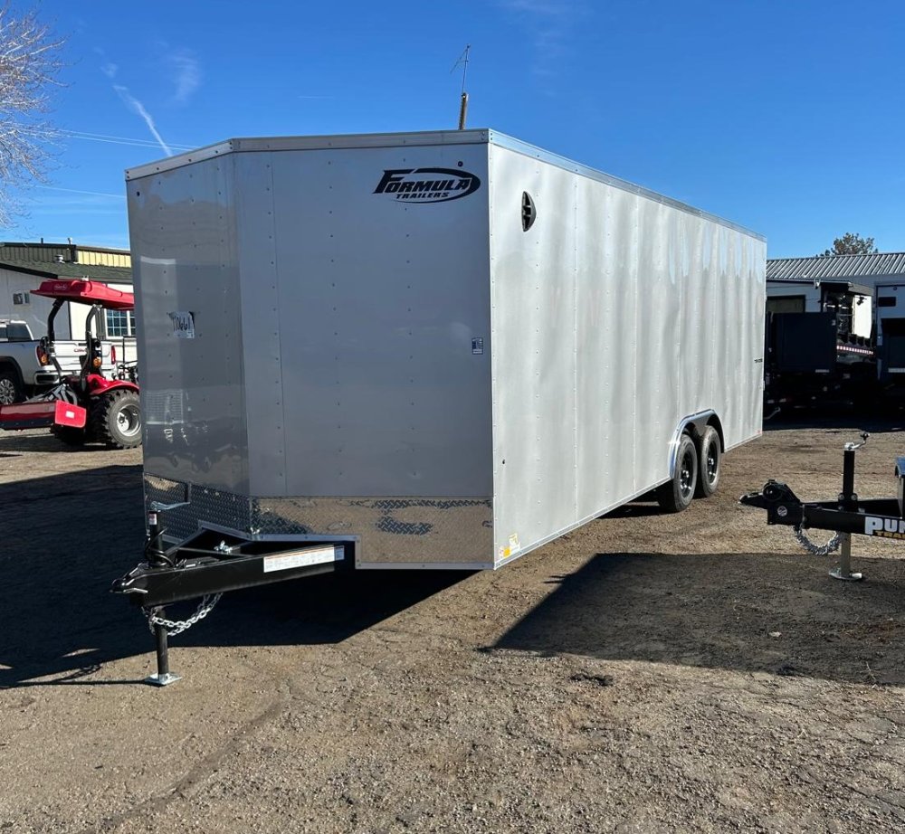 8.5x24 Formula Traverse DLX Flat Top V-Nose Enclosed Car Hauler - 10K GVWR - Silver | Carson City, N