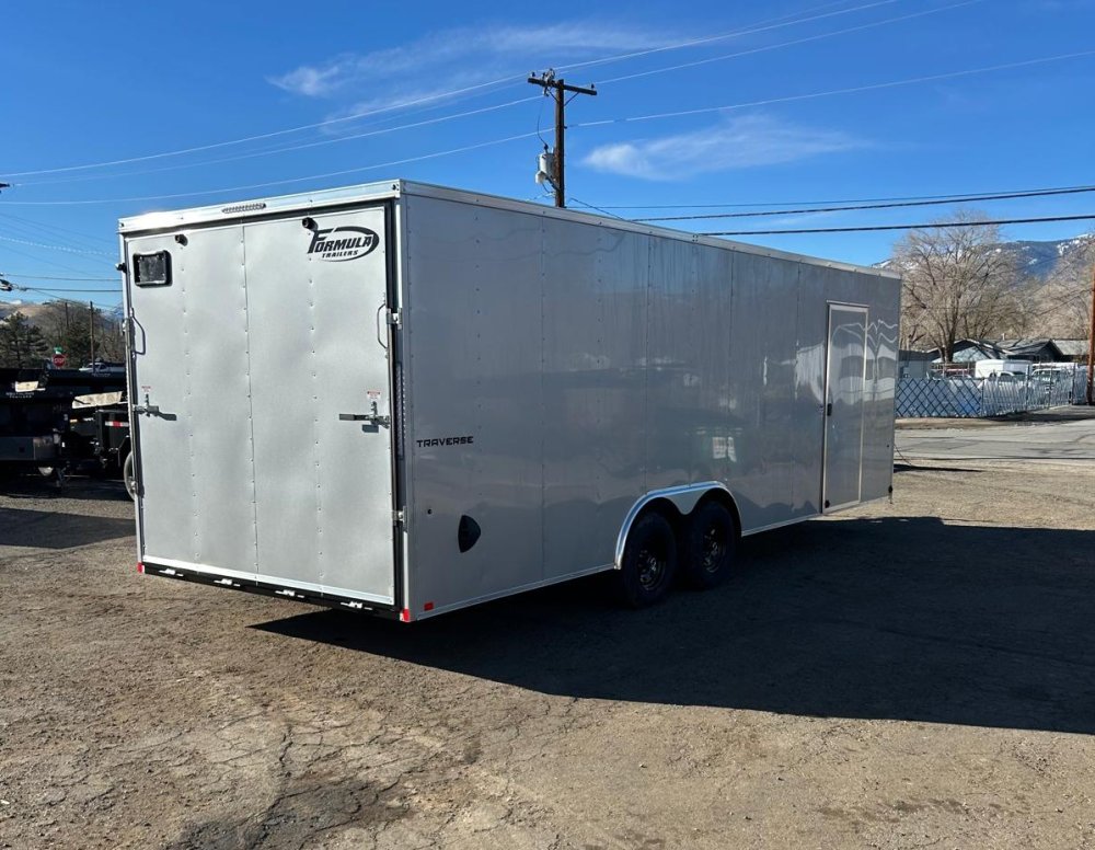 8.5x24 Formula Traverse DLX Flat Top V-Nose Enclosed Car Hauler - 10K GVWR - Silver | Carson City, N