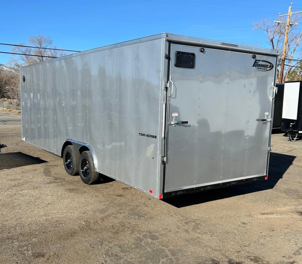 8.5x24 Formula Traverse DLX Flat Top V-Nose Enclosed Car Hauler - 10K GVWR - Silver | Carson City, N