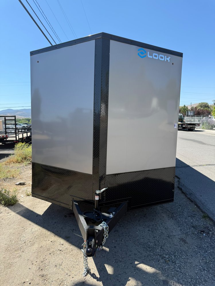 LOOK 8.5 x 24 Element SE Flat Top Sloped V-Nose Enclosed Car Hauler - 10K GVWR - Pewter with Black T