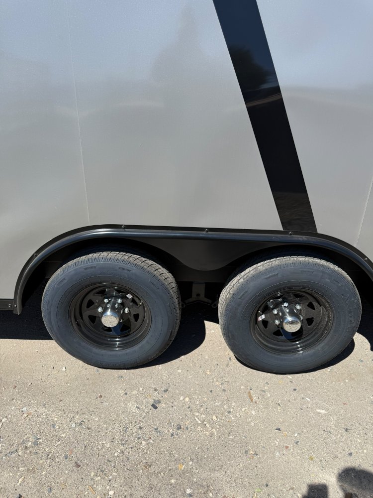 LOOK 8.5 x 24 Element SE Flat Top Sloped V-Nose Enclosed Car Hauler - 10K GVWR - Pewter with Black T